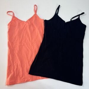 Lot of 2 Forever 21 Cami Tank Top Peach Black Sz  XS
